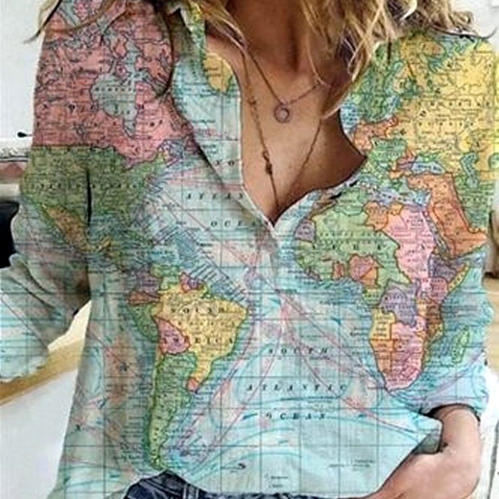 NEW - Long Sleeve Top (Map Design) Size 16
